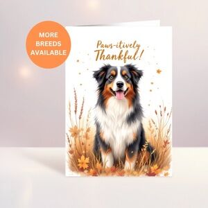 Dog "Paws-itively Thankful” Blank Notes with Peel-and-Stick Envelopes